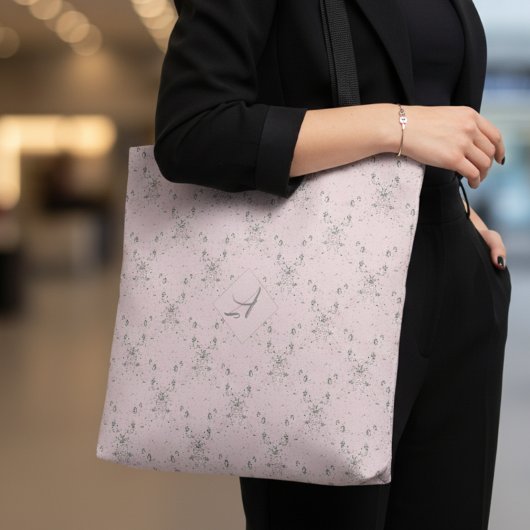 Eenvoudig Elegant Blush Roze Glitter Patroon Monog Tote Bag