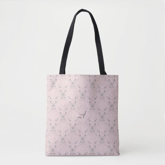 Eenvoudig Elegant Blush Roze Glitter Patroon Monog Tote Bag (Voorkant)