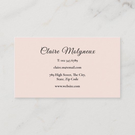 Eenvoudig Elegant Blush Roze Professioneel Script Visitekaartje (Achterkant)