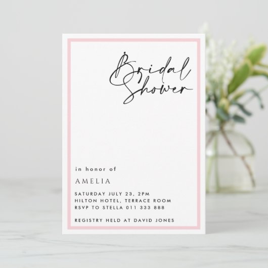 Eenvoudig Elegant Blush Roze Script Vrijgezellenfe Kaart (Staand voorkant)