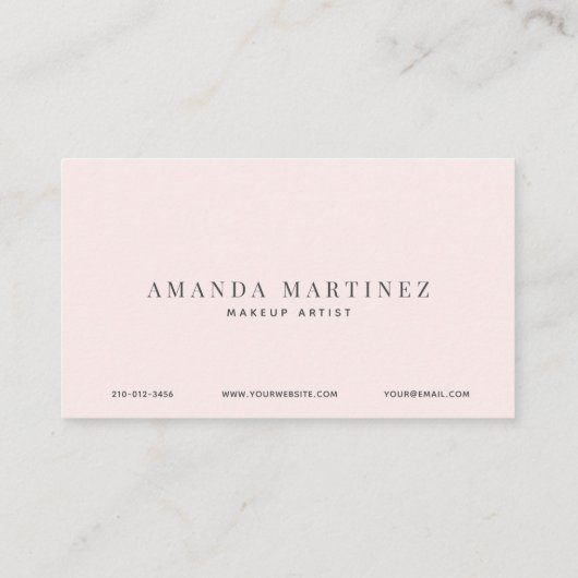 Eenvoudig Elegant Blush Roze Waterverf Visitekaart Visitekaartje (Achterkant)