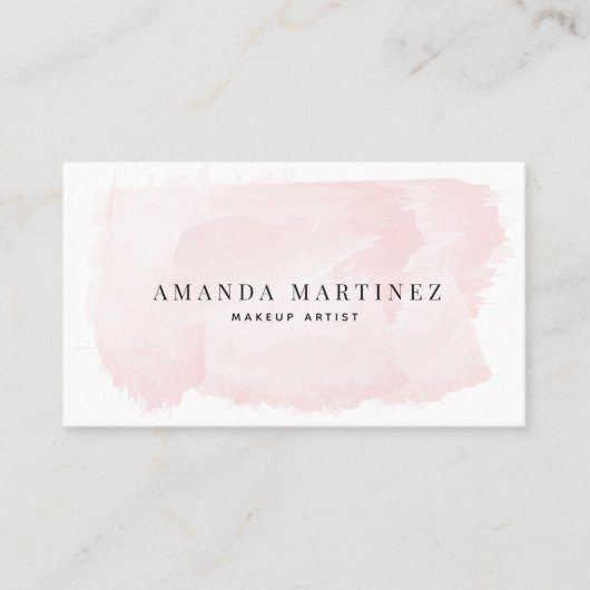 Eenvoudig Elegant Blush Roze Waterverf Visitekaart Visitekaartje (Voorkant)