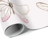 Eenvoudig & Elegant Blush Vlinder Wrapping Papier (Rol Hoek)