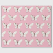 Eenvoudig & Elegant Blush Vlinder Wrapping Papier (Vlak)