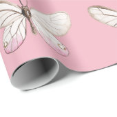 Eenvoudig & Elegant Blush Vlinder Wrapping Papier (Rol Hoek)