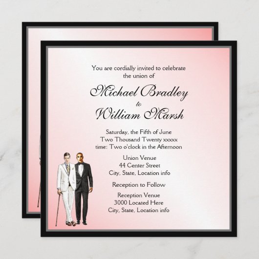 Eenvoudig elegant Blush Wedding Invite Kaart (Voorkant / Achterkant)