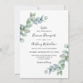 Eenvoudig Elegant Boho Eucalyptus Greenery Wedding Kaart (Voorkant)