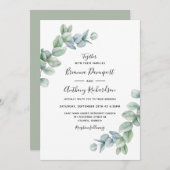 Eenvoudig Elegant Boho Eucalyptus Greenery Wedding Kaart (Voorkant / Achterkant)