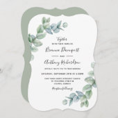 Eenvoudig Elegant Boho Eucalyptus Greenery Wedding Kaart (Voorkant / Achterkant)