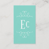 Eenvoudig Elegant Boho Wit Lijst Monogram Groen Visitekaartje (Voorkant)