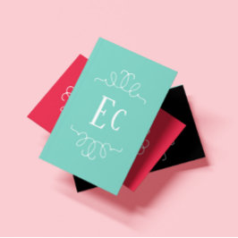 Eenvoudig Elegant Boho Wit Lijst Monogram Groen Visitekaartje