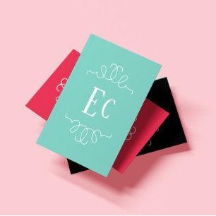 Eenvoudig Elegant Boho Wit Lijst Monogram Groen Visitekaartje