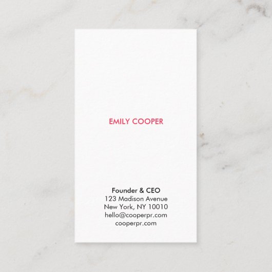 Eenvoudig Elegant Boho Wit Lijst Monogram Rood Visitekaartje (Achterkant)