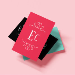 Eenvoudig Elegant Boho Wit Lijst Monogram Rood Visitekaartje