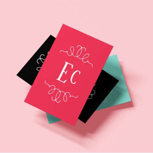 Eenvoudig Elegant Boho Wit Lijst Monogram Rood Visitekaartje