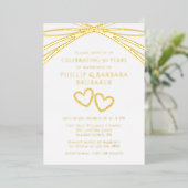 Eenvoudig Elegant Boog Goud 50ste Trouwen Jubileum Folie Uitnodiging (Staand Voorkant)