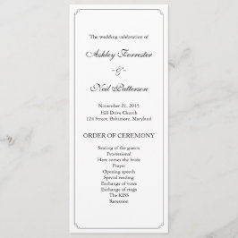 Eenvoudig Elegant Border Wedding Ceremony Programm Programmakaart