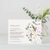 Eenvoudig Elegant Botanical WildFlower Wedding Det Informatiekaartje (Staand voorkant)