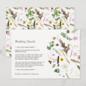 Eenvoudig Elegant Botanical WildFlower Wedding Det Informatiekaartje (Voorkant / Achterkant)