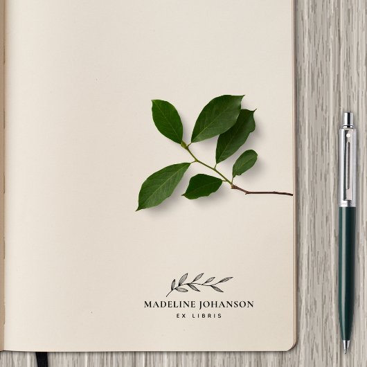 Eenvoudig Elegant Botanisch Aangepast Bibliotheekb Rubberstempel