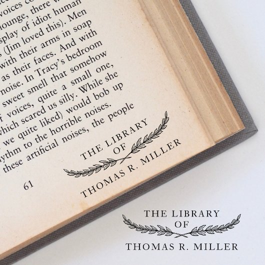Eenvoudig Elegant Botanisch Aangepast Bibliotheekb Zelfinktende Stempel