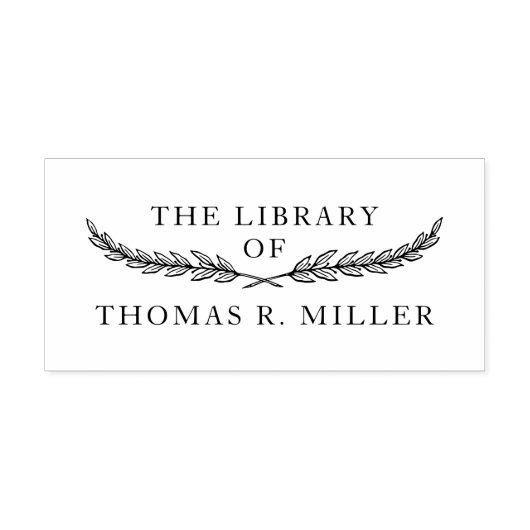 Eenvoudig Elegant Botanisch Aangepast Bibliotheekb Zelfinktende Stempel (Design)