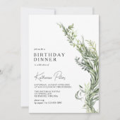 Eenvoudig Elegant Botanisch Groen Verjaardagsdiner Kaart (Voorkant)