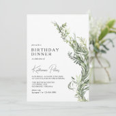 Eenvoudig Elegant Botanisch Groen Verjaardagsdiner Kaart (Staand voorkant)