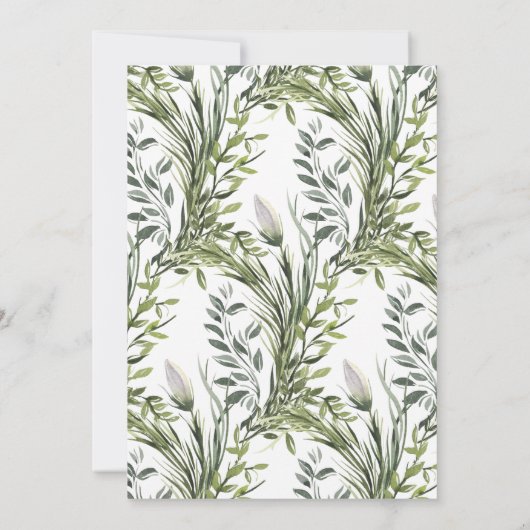 Eenvoudig Elegant Botanisch Groen Verjaardagsdiner Kaart (Achterkant)