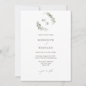 Eenvoudig Elegant Botanisch Huwelijk Monogram Deta Kaart (Voorkant)
