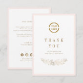 Eenvoudig elegant botanisch met kleine logo bedankkaart (Voorkant / Achterkant)
