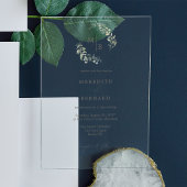 Eenvoudig Elegant Botanisch Monogram Huwelijk Acryl Uitnodigingen