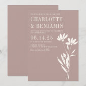 Eenvoudig elegant botanisch mosterd ivory Weddensc Kaart (Voorkant / Achterkant)