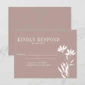 Eenvoudig elegant botanisch mosterd ivory Weddensc RSVP Kaartje (Voorkant / Achterkant)