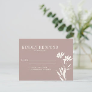 Eenvoudig elegant botanisch mosterd ivory Weddensc RSVP Kaartje
