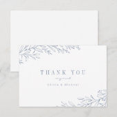 Eenvoudig elegant botanisch stoffig blauw bedankkaart (Voorkant / Achterkant)