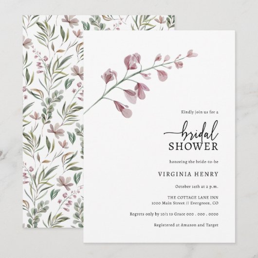 Eenvoudig elegant botanisch Vrijgezellenfeest Kaart (Voorkant / Achterkant)