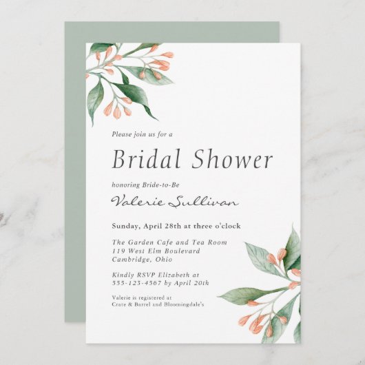 Eenvoudig elegant botanisch Vrijgezellenfeest Kaart (Voorkant / Achterkant)