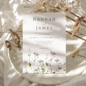 Eenvoudig elegant botanische wilde bloemen bruilof kaart