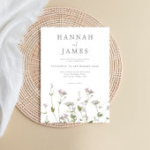 Eenvoudig elegant botanische wilde bloemen bruilof kaart