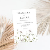 Eenvoudig elegant botanische wilde bloemen bruilof kaart