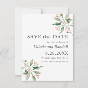 Eenvoudig elegant Botnanical Weddenschap Save the  Date