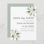 Eenvoudig elegant Botnanical Weddenschap Save the Save The Date (Voorkant / Achterkant)
