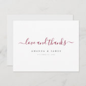 Eenvoudig Elegant Bourgondisch Script Custom Weddi Bedankkaart (Voorkant / Achterkant)