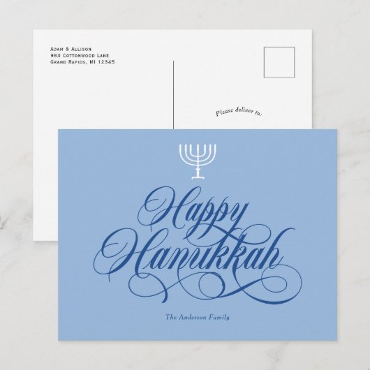 Eenvoudig elegant briefkaart voor Hanukkah. (Voorkant / Achterkant)