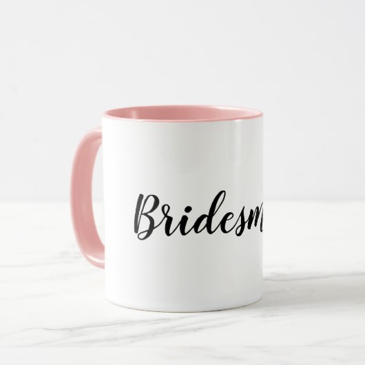 Eenvoudig, elegant bruidsmeisje bruiloft bevoordee mok (Voorkant links)