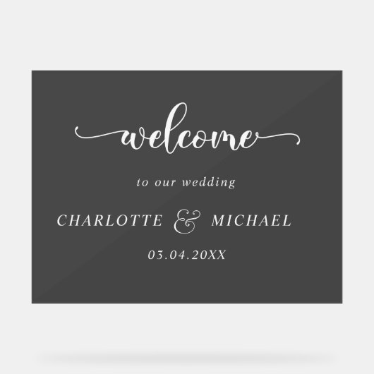 Eenvoudig, elegant, bruiloft acryl bord (Voorkant)