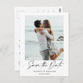 Eenvoudig Elegant Bruiloft Bewaar de Datum Foto Ee Briefkaart (Voorkant / Achterkant)