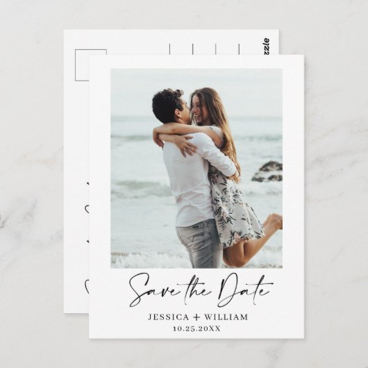 Eenvoudig Elegant Bruiloft Eenvoudig Bewaar de Dat Briefkaart (Voorkant / Achterkant)