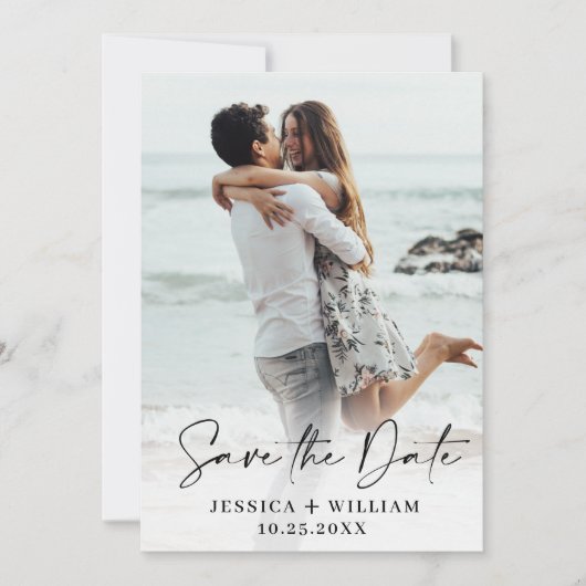 Eenvoudig Elegant Bruiloft Eenvoudig Bewaar de Dat Save The Date (Voorkant)
